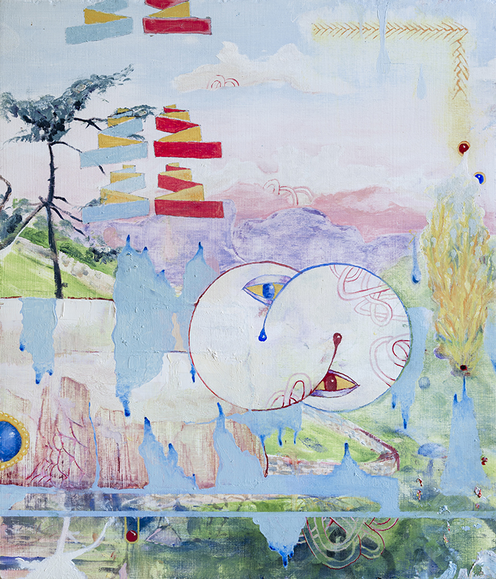 dream like layering painted in pastel blues and pinks and purples